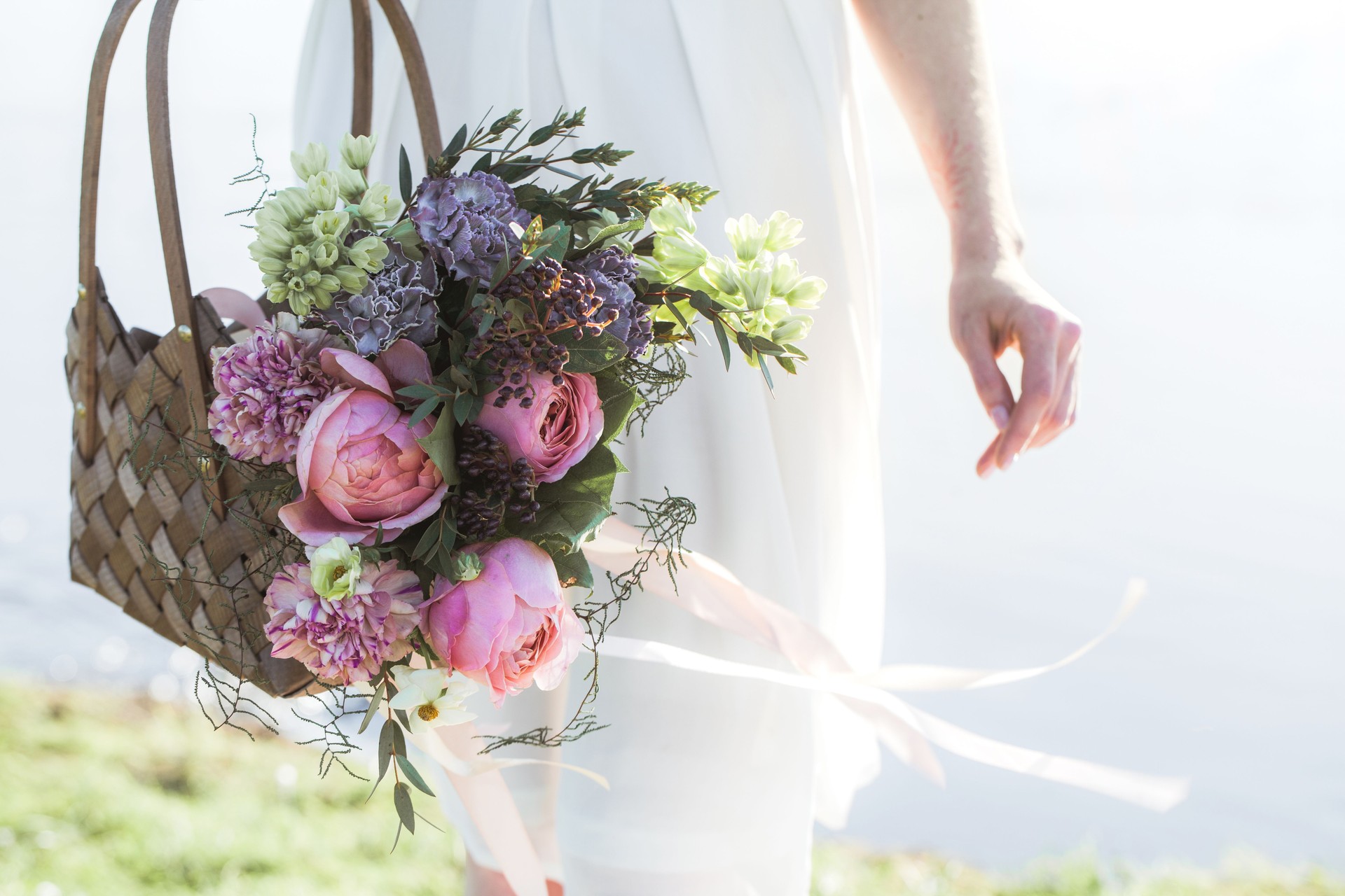 young woman with a bouquet of flowers